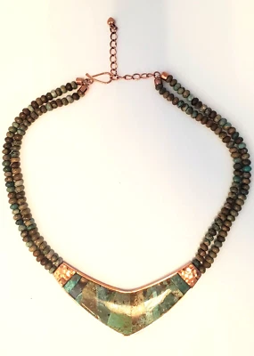 Jay King DTR Hammered Copper 2 Strand Anhui Mosaic Turquoise Necklace   - Image 1 of 4