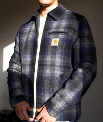Carhartt para hombre de cuadros Detroit Vermont Chaqueta en Negro/Azul/BNWT/Almi - Imagen 1 de 4