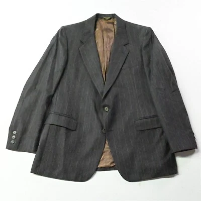 复古 Oscar De La Renta 42R 棕色细条纹法兰绒西装外套男式夹克运动外套 — 第 1/4 张图片