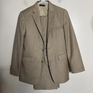 Chaps Boy's Youth 42R Beige Herringbone Three-Piece Suit 14 Pants - Picture 1 of 8