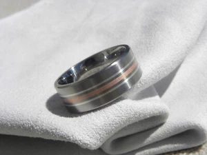 Comfort Fit Mens Ring, Titanium, Copper and Silver, Made to Order - Picture 1 of 6