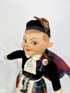 Vintage Norah Wellings Highlander Scotsman Scottish Boy Doll Plaid Kilt 10" - Picture 1 of 9