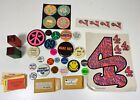 Lot Vintage 1960s Button/Pins/Stickers/Rubber Stamps HIPPIES/PEACE Psychedelic