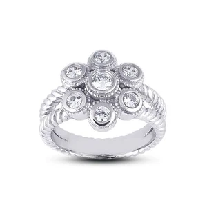0.59ctw F VS1 Round Cut Earth Mined Certified Diamonds White Gold Fine Ring - Picture 1 of 4