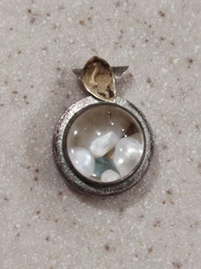 VINTAGE SUCHERMAN STERLINGSILBER & 18K GELBGOLD UMMANTELTE PERLEN KUPPEL ANHÄNGER - Bild 1 von 8