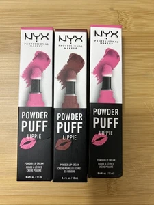NYX Professional Powder Puff Lippie Powder Lip Cream PPL18 BBY Pink RETIRED 3pc& - Picture 1 of 3