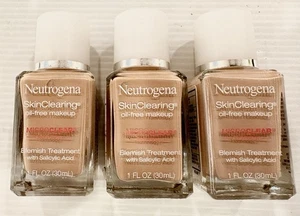 ⭐3x⭐Neutrogena Skin Clearing Oil-Free Liquid Foundation Salicylic Acne  #40 NUDE - Picture 1 of 3