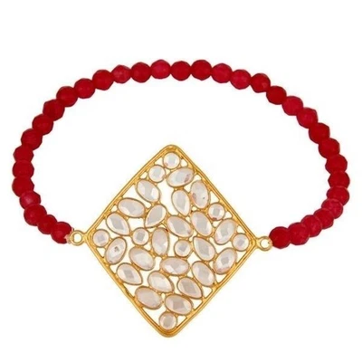 925 Sterling Silver CZ Gemstone Jewelry Beads Stretch Bracelet Jewelry — 第 1/3 张图片