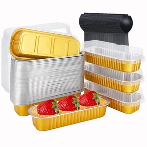 Disposable Baking Tins Foil Mini Pans With Lids 50 Pack 6.8oz - Picture 1 of 6