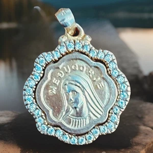 Unsere Liebe Frau von Medjugorje Diamant Anhänger. Gestempelt S925 / Gold - Bild 1 von 2