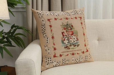 Throw Pillow Cover - Alice in Wonderland -  The Gardeners - Cushion 19x19 in New - Image 1 of 4