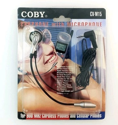 1999 COBY Earphone w Boom Mic CV-M15 for 900MHz Phones 2.5mm Plug Hands-Free NOS - Image 1 of 4