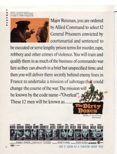 Vintage 1967 MGM Productions "The Dirty Dozen" Movie Original Print Ad - Bild 1 von 1