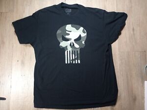 Men's XXL Marvel Punisher Graphic T Shirt Camouflage Skull Short Sleeve Used...