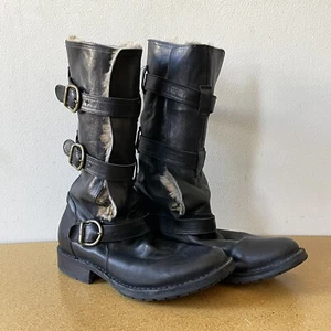Fiorentini & Baker Black Leather Women's Eternity Moto Boots Size 38 Italy 7040 - Picture 1 of 12