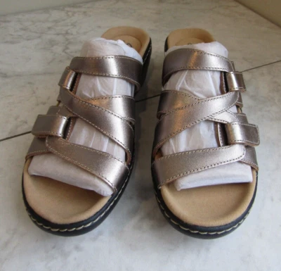 NUEVO EN CAJA Sandalias de cuña Clarks Merliah Karli de cuero metálico para mujer 7 EU 37.5 UK 4.5 Foto 1 de 4