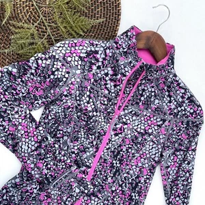 Ivivva Kids Girls Jacket Gray Pink Zip Back Pocket Thumbhole Fold Over Cuff 14 - Picture 1 of 12