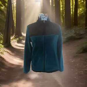 Danskin Now Fleece Full Zip Up Jacket Blue/Green Women's Size Medium 8/10 - Picture 1 of 10