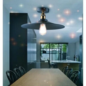Rétro Plafonnier Industrielle E27 22cm Lampe Lustre Suspendue Plafond Noir - Imagen 1 de 6