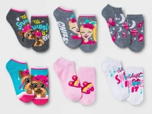 Nickleodeon JoJo NEW♈Girl's 6 pc/No show socks size M/L (3-10) Slumber Party - Picture 1 of 2