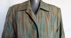 N Touch excellent blue brown turquoise cotton blend lined blazer xl l - Picture 1 of 7
