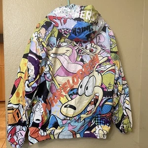 Members Only X Nickalodean  Sz Large  Lined Jacket All Over Around Print Hooded - Picture 1 of 3