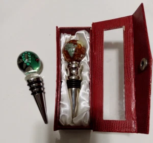 Vintage Gemstone World Globe Wine Bottle Stopper & Glass Diva Forever Stopper - Picture 1 of 8