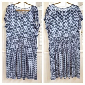Boden JO326 blau-weiß geblümtes Amalie Jersey Strickkleid Übergröße 20/22R NEU - Bild 1 von 5