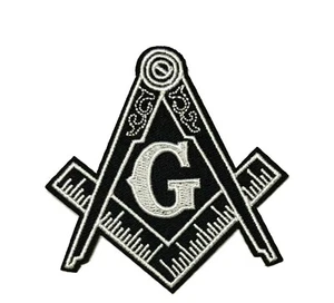 LOGOTIPO MASÓNICO PARCHE BORDADO hierro sobre EMBLEMA MASÓN BRÚJULA CUADRADA MASÓN - Imagen 1 de 14