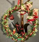 Pre-lit Red Jingle Bells With Christmas Presents And Christmas Kitty Wreath 17”