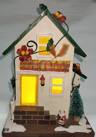 Wooden Cottage Hanging Tree Light Up Bird House Battery Operated Home Decoration Cover