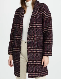 $895 NWT RAG& BONE SzS ESTELLE COCOON WOOL BLEND PLAID COAT PURPLE MULTI - Picture 1 of 12