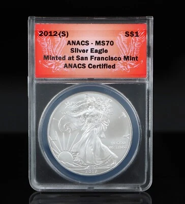 2012-(S) ANACS MS70 1oz American Silver Eagle "Emergency Dollar" Minted S$1 Coin - Image 1 of 3