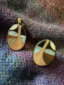 Awesome Repurposed Vintage Inlaid Set - Pendant & Ring - Picture 1 of 6