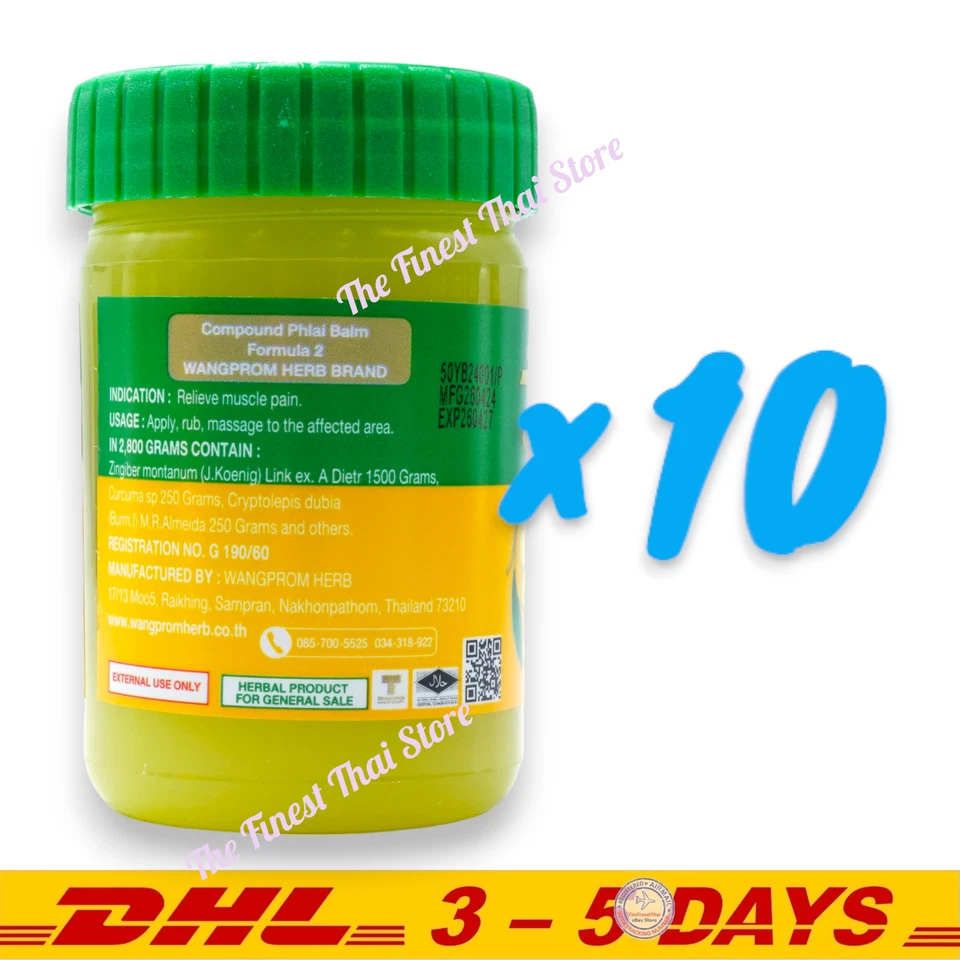 WANGPHROM Herbal Balm Gelber Massagebalsam von Wang Prom Herb, Leichtgewichtspaket pack 10