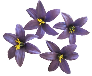 3,5" Lila Lilie 4 Stck. Seide Blume Haarspange Set, Pin Up, Hochsteckfrisur, Rockabilly - Bild 1 von 2