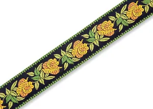 Levy's MC8JQ 2" Cotton Guitar Strap with Woven Rosa Yellow Floral Pattern - Picture 1 of 4
