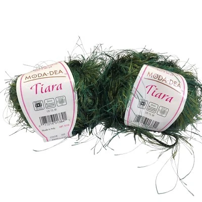 Moda Dea Tiara Yarn 2 Skeins Color 4958 Green Light Made in Italy 46 yd - Image 1 of 4