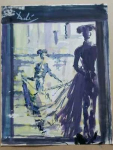 Salvador Dalí - Antique Painting on Paper / Style of Spanish Master ORIGINAL - Picture 1 of 3