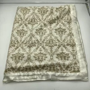 Blankets & Beyond Cream Tan Beige Damask Baby Blanket Satin - Picture 1 of 6
