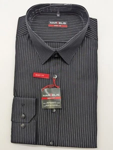 Camicia maniche lunghe Marvelis colletto taglia XL 44 BODY FIT nera strisce argento - Foto 1 di 5