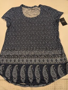 Damen Lucky Brand Bohemian Blau & Weiß Paisley U-Ausschnitt Größe M - Bild 1 von 7