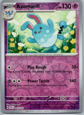 Azumarill SV05: Temporal Forces 065/162 Near Mint NM Reverse Holo - Image 1 of 2
