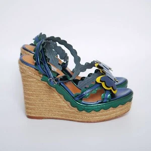Lanvin High Heels Sandals Multi Color Leather Platform Pumps Shoes Sz EU 40 US 9 - Picture 1 of 6