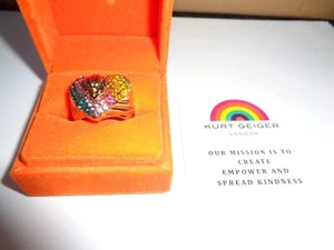 Kurt Geiger Schmuck Multicolor Herz Adler Statement Gold Ring Gr. 7/7,5 London - Bild 1 von 4