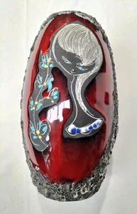 Vintage Fat Lava Vase Mid-Century Retro San Marino Italian Ceramic & Enamel - AF - Picture 1 of 9