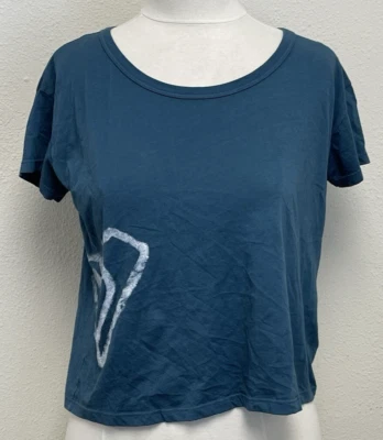 Roxy Girls Cropped Tee Green Script Graphic Short Sleeve Size 10 M - Image 1 of 4