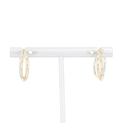 Par de pendientes de aro redondos entrecruzados de 19,5 mm oro multitono de 14 k Israel 1,70 gramos Foto 1 de 4