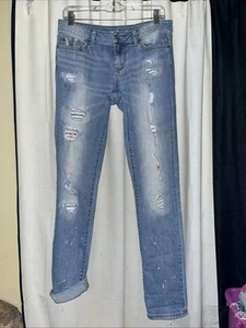 Victoria's Secret VS Pencil Damen Jeans Größe 6 Kurz Blau Skinny Distress Destroy - Bild 1 von 2
