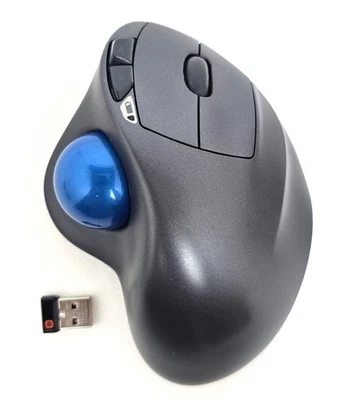 Logitech M570 Trackball Wireless Mouse Ergonomic T-R0001 w/USB Dongle Tested  - Image 1 of 4